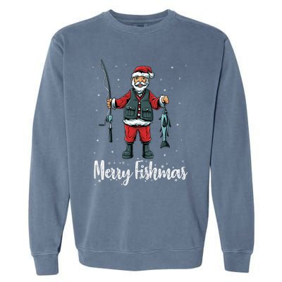 Merry Fishmas Santa Christmas Fisherman Garment-Dyed Sweatshirt