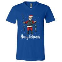 Merry Fishmas Santa Christmas Fisherman V-Neck T-Shirt