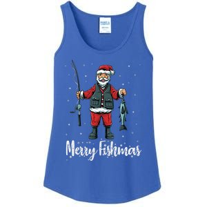 Merry Fishmas Santa Christmas Fisherman Ladies Essential Tank