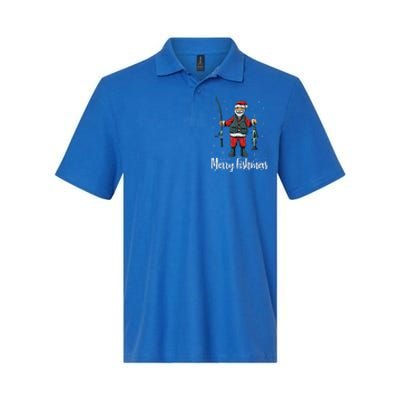 Merry Fishmas Santa Christmas Fisherman Softstyle Adult Sport Polo