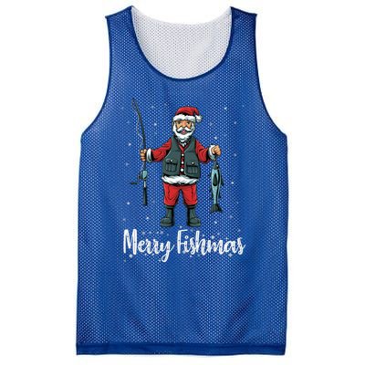 Merry Fishmas Santa Christmas Fisherman Mesh Reversible Basketball Jersey Tank