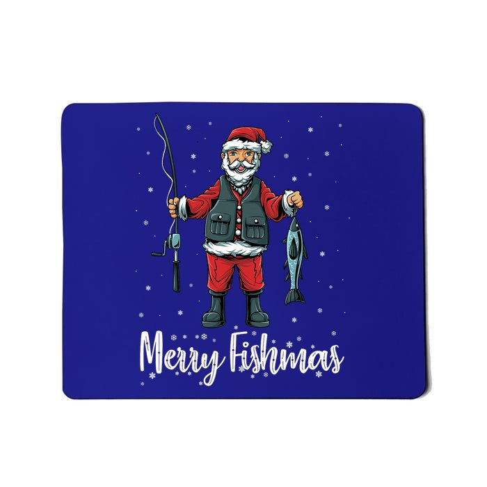 Merry Fishmas Santa Christmas Fisherman Mousepad