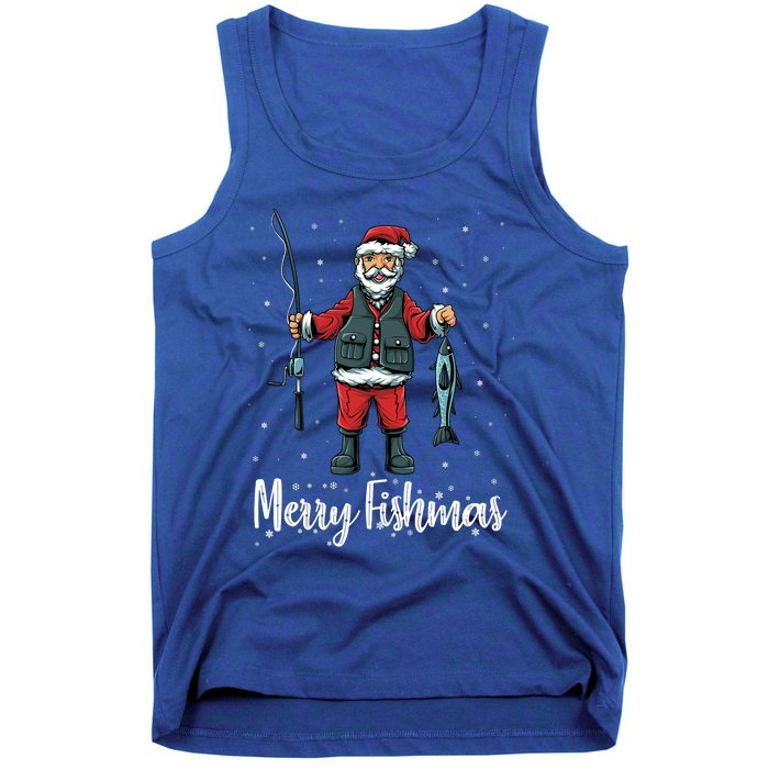 Merry Fishmas Santa Christmas Fisherman Tank Top