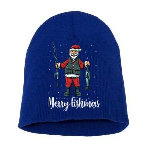 Merry Fishmas Santa Christmas Fisherman Short Acrylic Beanie