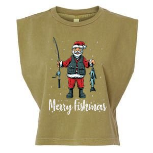 Merry Fishmas Santa Christmas Fisherman Garment-Dyed Women's Muscle Tee