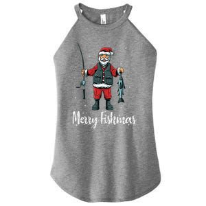 Merry Fishmas Santa Christmas Fisherman Women's Perfect Tri Rocker Tank