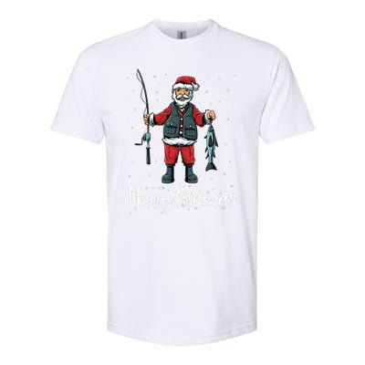 Merry Fishmas Santa Christmas Fisherman Softstyle CVC T-Shirt