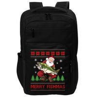 Merry Fishmas Santa Fishing Ugly Christmas Sweater Style Long Sleeve Impact Tech Backpack