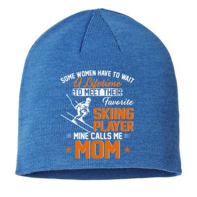 My Favorite Skiing Player Calls Me Mom Gift For Mother Mama Gift Sustainable Beanie