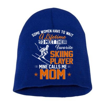 My Favorite Skiing Player Calls Me Mom Gift For Mother Mama Gift Short Acrylic Beanie