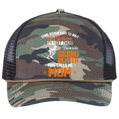 My Favorite Skiing Player Calls Me Mom Gift For Mother Mama Gift Retro Rope Trucker Hat Cap