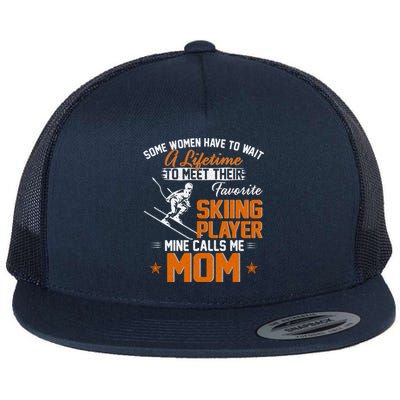 My Favorite Skiing Player Calls Me Mom Gift For Mother Mama Gift Flat Bill Trucker Hat