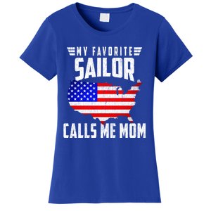 My Favorite Sailor Calls Me Mom Usa American Flag Meaningful Gift Women's T-Shirt