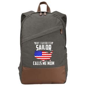 My Favorite Sailor Calls Me Mom Usa American Flag Meaningful Gift Cotton Canvas Backpack