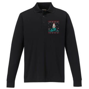 Mermaid Funny Santa Gifts For Christmas Performance Long Sleeve Polo