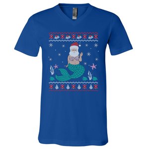 Mermaid Funny Santa Gifts For Christmas V-Neck T-Shirt