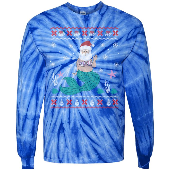 Mermaid Funny Santa Gifts For Christmas Tie-Dye Long Sleeve Shirt