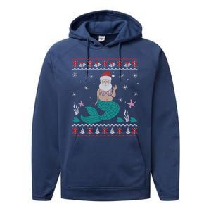 Mermaid Funny Santa Gifts For Christmas Performance Fleece Hoodie