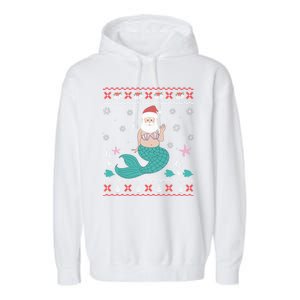 Mermaid Funny Santa Gifts For Christmas Garment-Dyed Fleece Hoodie