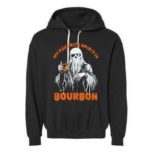 My Favorite Spirit Is Bourbon Halloween Ghost Costume Garment-Dyed Fleece Hoodie