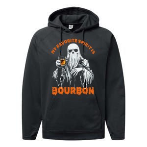 My Favorite Spirit Is Bourbon Halloween Ghost Costume Performance Fleece Hoodie