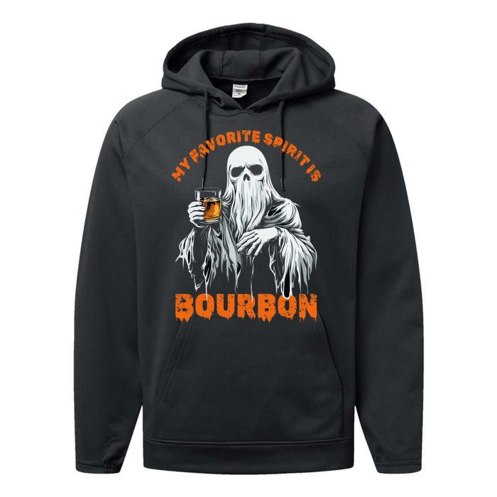 My Favorite Spirit Is Bourbon Halloween Ghost Costume Performance Fleece Hoodie