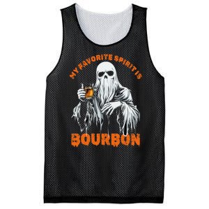 My Favorite Spirit Is Bourbon Halloween Ghost Costume Mesh Reversible Basketball Jersey Tank