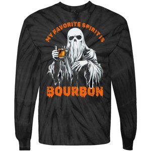 My Favorite Spirit Is Bourbon Halloween Ghost Costume Tie-Dye Long Sleeve Shirt