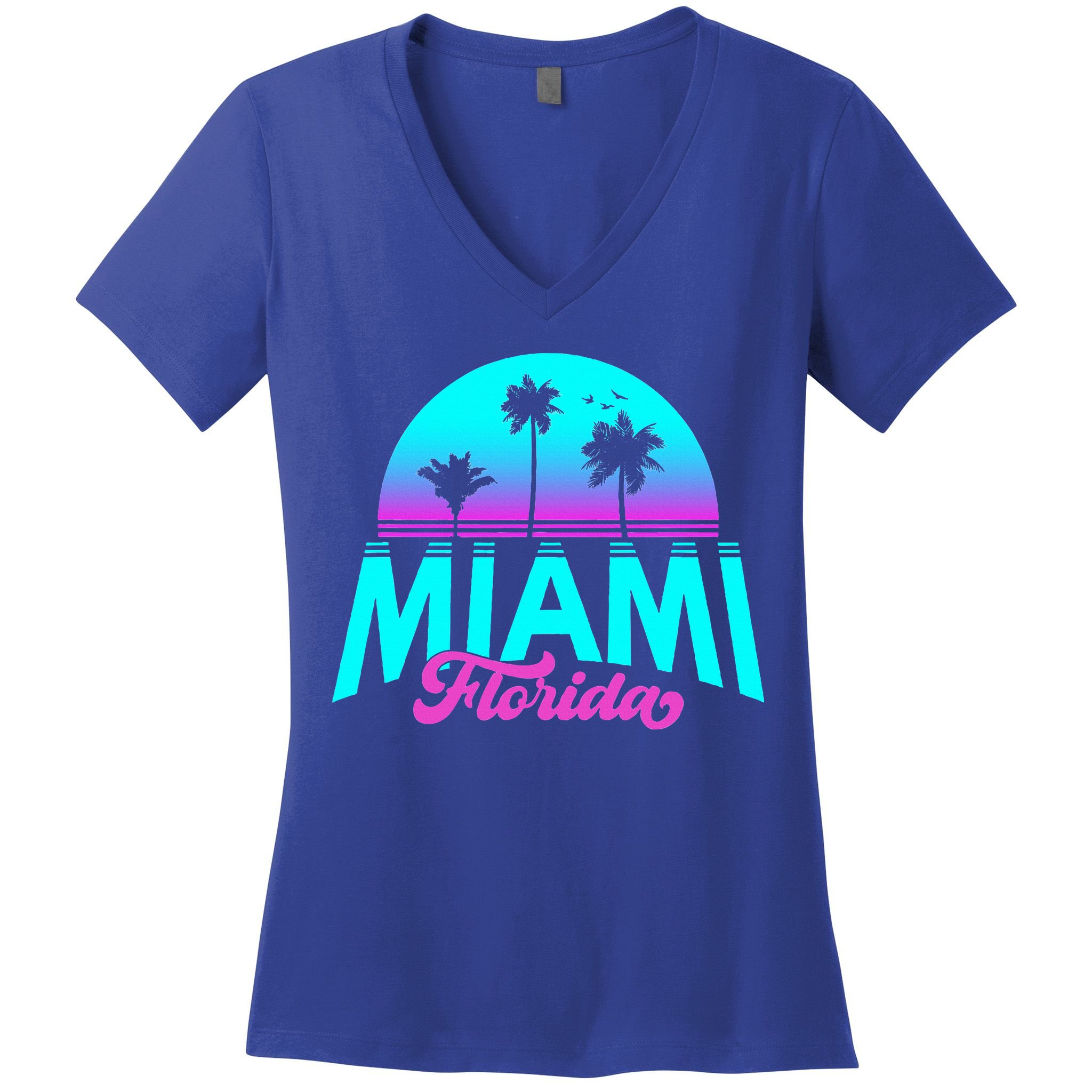 Miami Florida Sunset Women's V-Neck T-Shirt