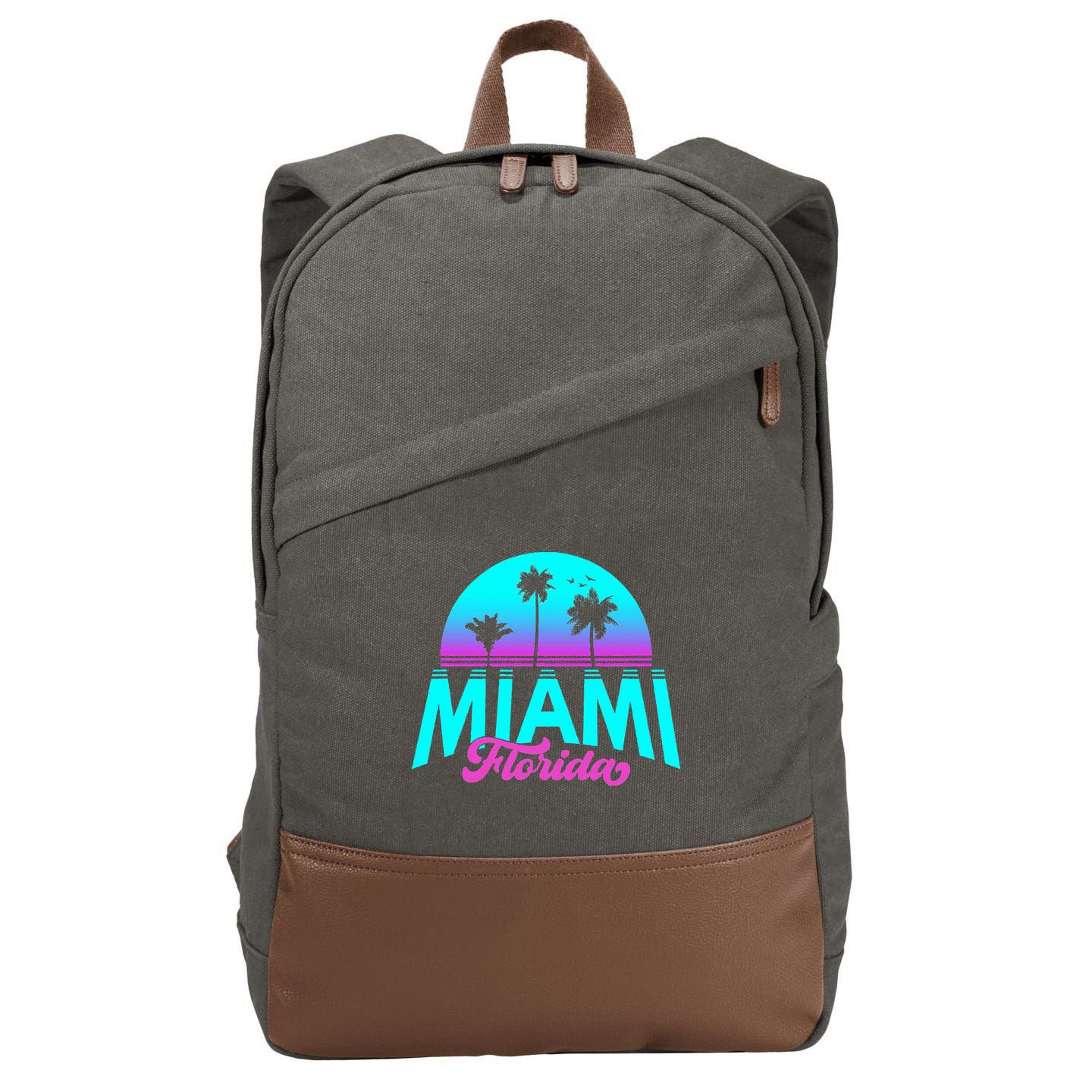 Miami Florida Sunset Cotton Canvas Backpack