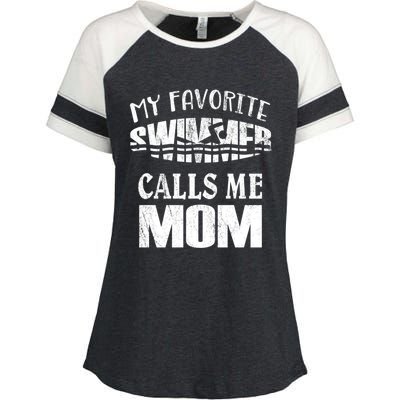 My Favorite Swimmer Calls Me Mom Gift Vintage Swim Pool Cool Gift Enza Ladies Jersey Colorblock Tee