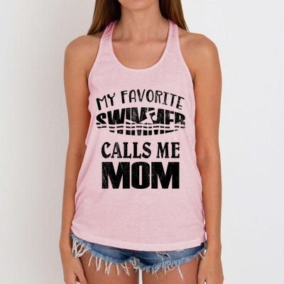 My Favorite Swimmer Calls Me Mom Gift Vintage Swim Pool Cool Gift Women's Knotted Racerback Tank