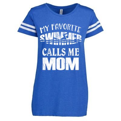 My Favorite Swimmer Calls Me Mom Gift Vintage Swim Pool Cool Gift Enza Ladies Jersey Football T-Shirt