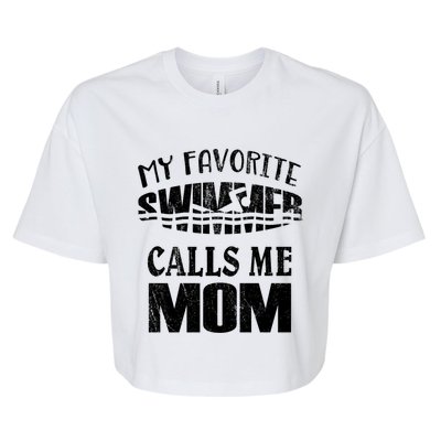 My Favorite Swimmer Calls Me Mom Gift Vintage Swim Pool Cool Gift Bella+Canvas Jersey Crop Tee