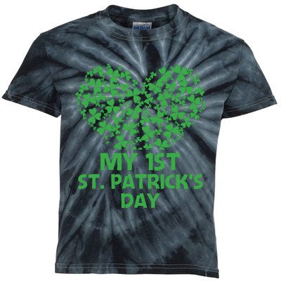 My First St Patricks Day Heart Shamrock Funny Gift Kids Tie-Dye T-Shirt