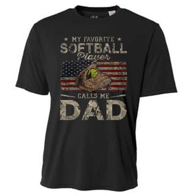 My Favorite Softball Player Calls Me Dad FatherS Day Daddy Cooling Performance Crew T-Shirt