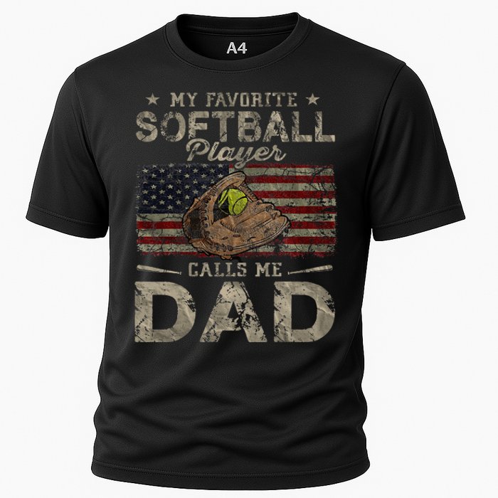 My Favorite Softball Player Calls Me Dad FatherS Day Daddy Cooling Performance Crew T-Shirt