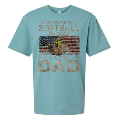 My Favorite Softball Player Calls Me Dad FatherS Day Daddy Sueded Cloud Jersey T-Shirt