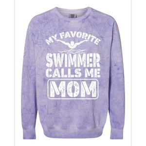 My Favorite Swimmer Calls Me Mom Funny Swimming Mom Gift Colorblast Crewneck Sweatshirt