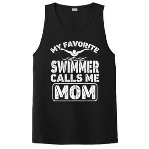 My Favorite Swimmer Calls Me Mom Funny Swimming Mom Gift PosiCharge Competitor Tank