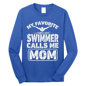 My Favorite Swimmer Calls Me Mom Funny Swimming Mom Gift Long Sleeve Shirt