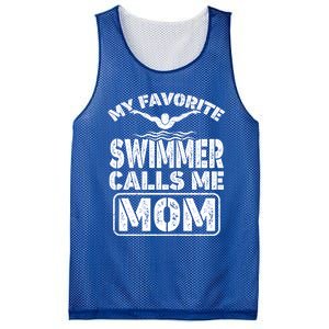 My Favorite Swimmer Calls Me Mom Funny Swimming Mom Gift Mesh Reversible Basketball Jersey Tank