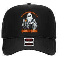 My Favorite Spirit Is Bourbon Halloween Ghost Costume High Crown Mesh Back Trucker Hat