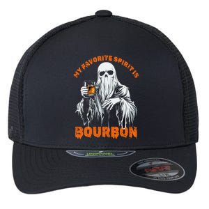 My Favorite Spirit Is Bourbon Halloween Ghost Costume Flexfit Unipanel Trucker Cap