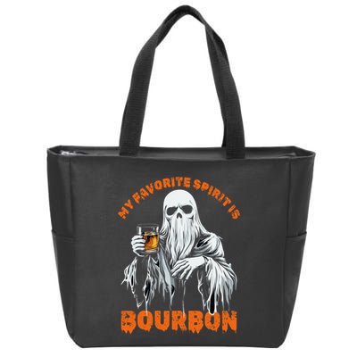My Favorite Spirit Is Bourbon Halloween Ghost Costume Zip Tote Bag