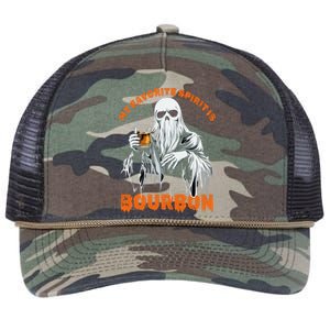 My Favorite Spirit Is Bourbon Halloween Ghost Costume Retro Rope Trucker Hat Cap