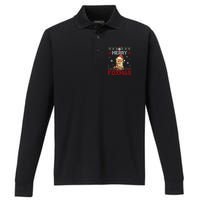 Merry Foxmas Santa Fox Lights Fox Lovers Ugly Xmas Performance Long Sleeve Polo