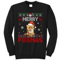 Merry Foxmas Santa Fox Lights Fox Lovers Ugly Xmas Sweatshirt