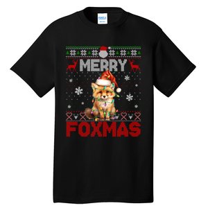 Merry Foxmas Santa Fox Lights Fox Lovers Ugly Xmas Tall T-Shirt