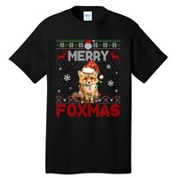 Merry Foxmas Santa Fox Lights Fox Lovers Ugly Xmas Tall T-Shirt